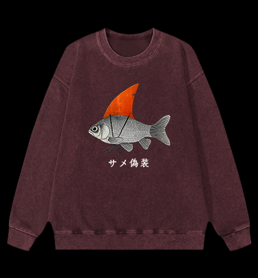 Fish's Shark Disguise Vintage Washed 100% Cotton Sweatshirt