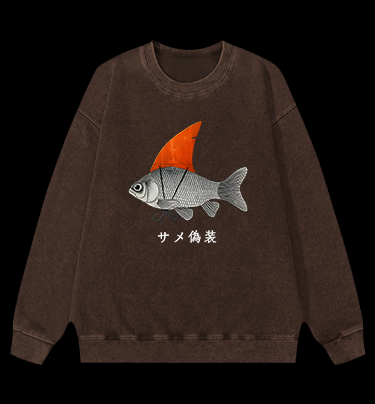 Fish's Shark Disguise Vintage Washed 100% Cotton Sweatshirt