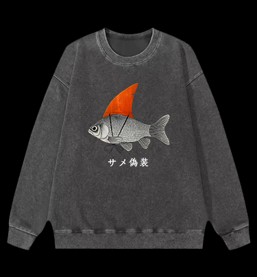 Fish's Shark Disguise Vintage Washed 100% Cotton Sweatshirt