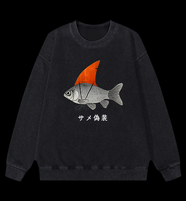 Fish's Shark Disguise Vintage Washed 100% Cotton Sweatshirt