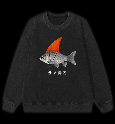 Fish's Shark Disguise Vintage Washed 100% Cotton Sweatshirt