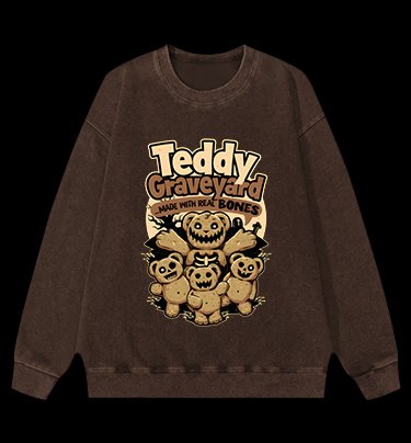 Creepy Bear Fun Vintage Washed 100% Cotton Sweatshirt