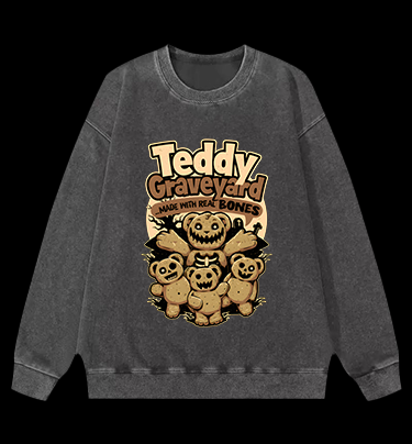 Creepy Bear Fun Vintage Washed 100% Cotton Sweatshirt