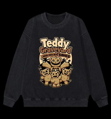 Creepy Bear Fun Vintage Washed 100% Cotton Sweatshirt