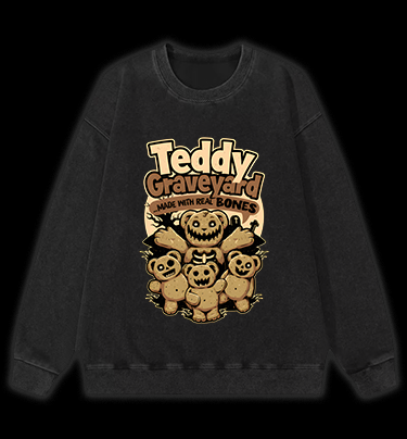 Creepy Bear Fun Vintage Washed 100% Cotton Sweatshirt
