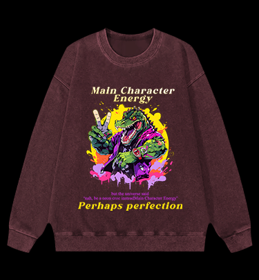 Neon  Crocodile Vibe Vintage Washed 100% Cotton Sweatshirt