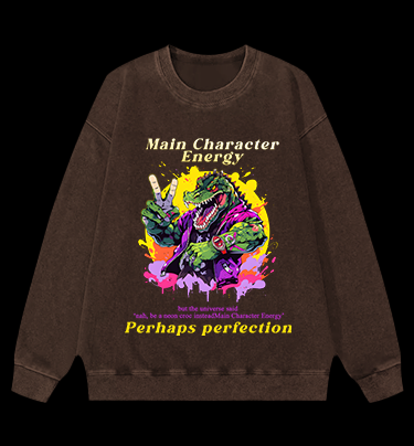 Neon  Crocodile Vibe Vintage Washed 100% Cotton Sweatshirt