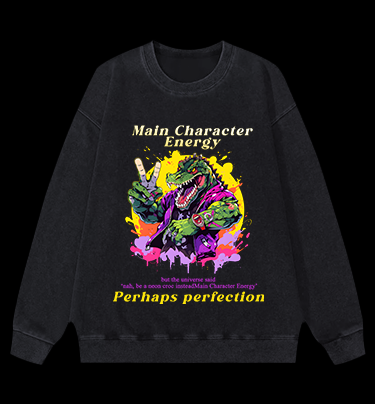 Neon  Crocodile Vibe Vintage Washed 100% Cotton Sweatshirt