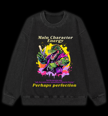 Neon  Crocodile Vibe Vintage Washed 100% Cotton Sweatshirt