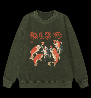 Fish's Carefree Vibe Vintage Washed 100% Cotton Sweatshirt