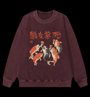 Fish's Carefree Vibe Vintage Washed 100% Cotton Sweatshirt