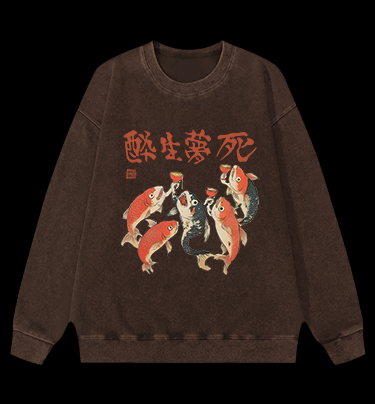 Fish's Carefree Vibe Vintage Washed 100% Cotton Sweatshirt