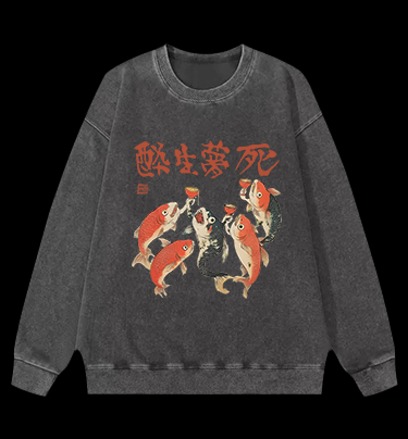 Fish's Carefree Vibe Vintage Washed 100% Cotton Sweatshirt