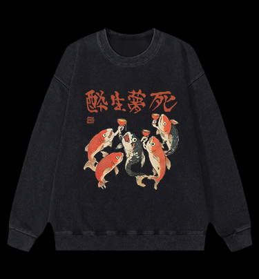 Fish's Carefree Vibe Vintage Washed 100% Cotton Sweatshirt