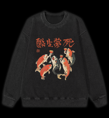 Fish's Carefree Vibe Vintage Washed 100% Cotton Sweatshirt