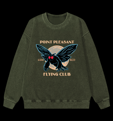 Mysterious Moth Fun Vintage Washed 100% Cotton Sweatshirt