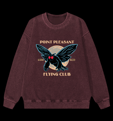 Mysterious Moth Fun Vintage Washed 100% Cotton Sweatshirt