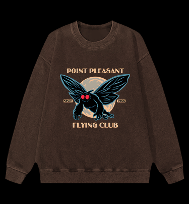 Mysterious Moth Fun Vintage Washed 100% Cotton Sweatshirt