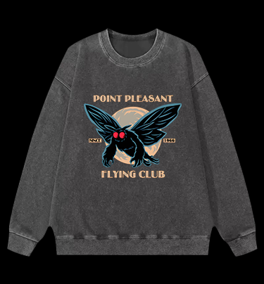 Mysterious Moth Fun Vintage Washed 100% Cotton Sweatshirt
