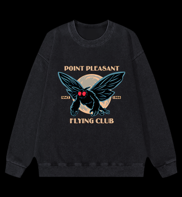 Mysterious Moth Fun Vintage Washed 100% Cotton Sweatshirt