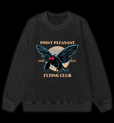 Mysterious Moth Fun Vintage Washed 100% Cotton Sweatshirt