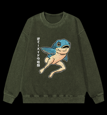 Weird Fish Fun Vintage Washed 100% Cotton Sweatshirt