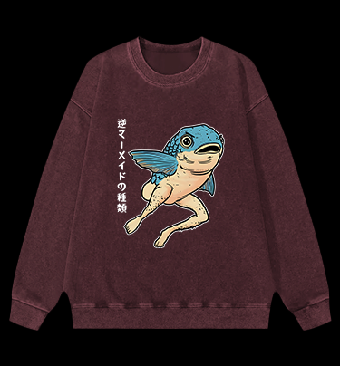 Weird Fish Fun Vintage Washed 100% Cotton Sweatshirt