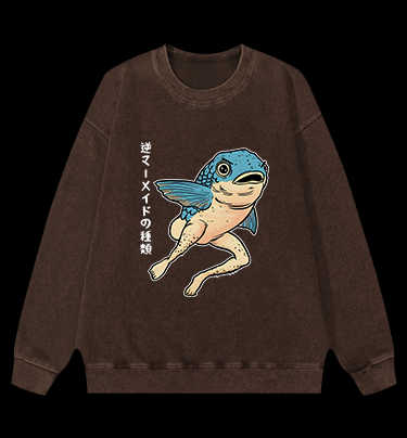 Weird Fish Fun Vintage Washed 100% Cotton Sweatshirt