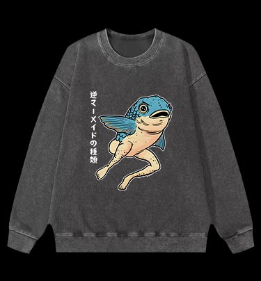 Weird Fish Fun Vintage Washed 100% Cotton Sweatshirt