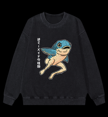 Weird Fish Fun Vintage Washed 100% Cotton Sweatshirt