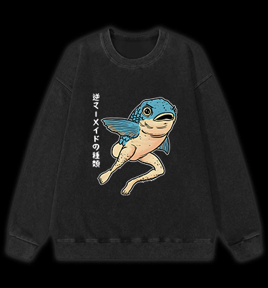 Weird Fish Fun Vintage Washed 100% Cotton Sweatshirt