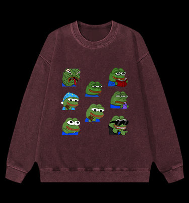 Frog's Meme Fun Vintage Washed 100% Cotton Sweatshirt