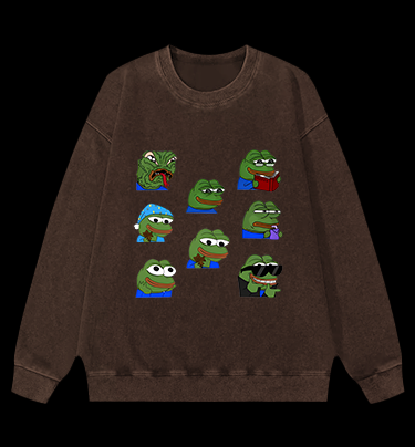 Frog's Meme Fun Vintage Washed 100% Cotton Sweatshirt