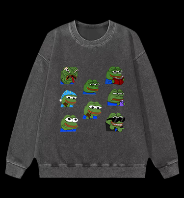 Frog's Meme Fun Vintage Washed 100% Cotton Sweatshirt