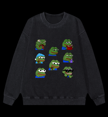 Frog's Meme Fun Vintage Washed 100% Cotton Sweatshirt