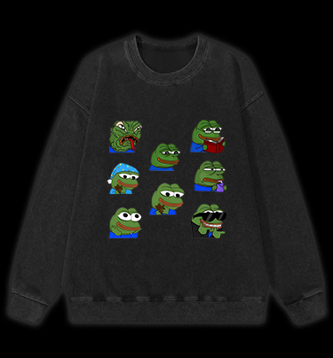 Frog's Meme Fun Vintage Washed 100% Cotton Sweatshirt
