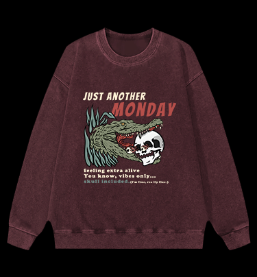 Crocodile's Monday Vibe Vintage Washed 100% Cotton Sweatshirt