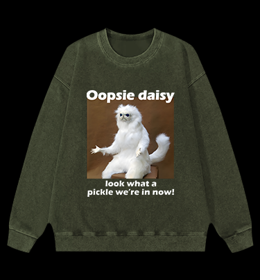 Funny White Monkey Pickle Vintage Washed 100% Cotton Sweatshirt