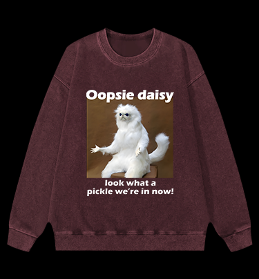 Funny White Monkey Pickle Vintage Washed 100% Cotton Sweatshirt