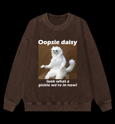 Funny White Monkey Pickle Vintage Washed 100% Cotton Sweatshirt