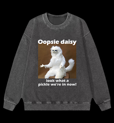 Funny White Monkey Pickle Vintage Washed 100% Cotton Sweatshirt