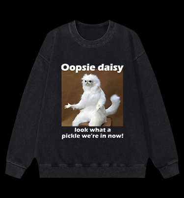 Funny White Monkey Pickle Vintage Washed 100% Cotton Sweatshirt