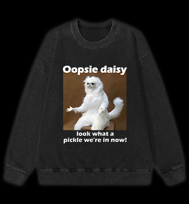 Funny White Monkey Pickle Vintage Washed 100% Cotton Sweatshirt