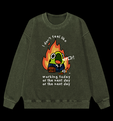 Frog Hates Working Vintage Washed 100% Cotton Sweatshirt