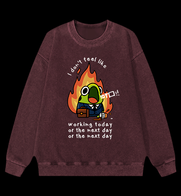 Frog Hates Working Vintage Washed 100% Cotton Sweatshirt