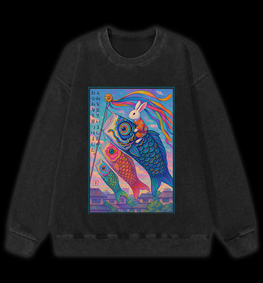 Magic Rabbit Vibe Vintage Washed 100% Cotton Sweatshirt