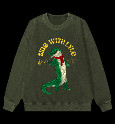Singing Croc Fun Vintage Washed 100% Cotton Sweatshirt