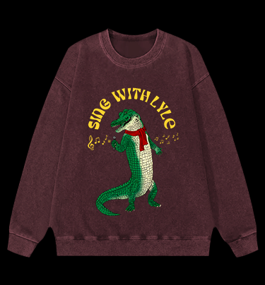 Singing Croc Fun Vintage Washed 100% Cotton Sweatshirt