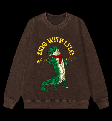 Singing Croc Fun Vintage Washed 100% Cotton Sweatshirt