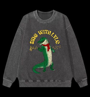 Singing Croc Fun Vintage Washed 100% Cotton Sweatshirt